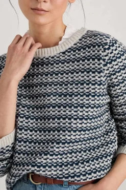 Seasalt Cornwall Knitwear<Wall Penny Jumper Maze Marine Aran