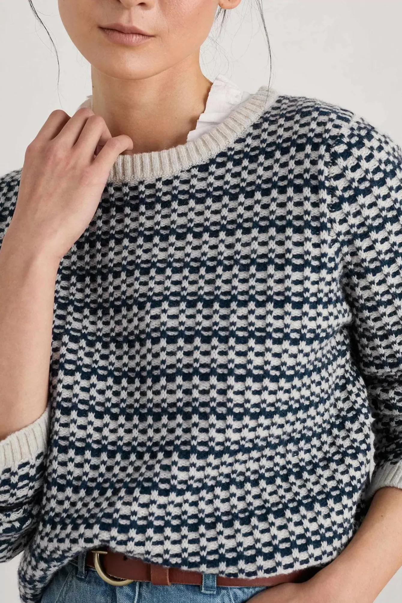 Seasalt Cornwall Knitwear<Wall Penny Jumper Maze Marine Aran