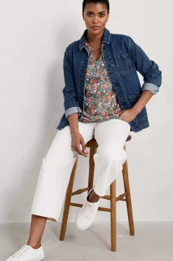 Seasalt Cornwall Tops<Waterflow Short Sleeve Top Companion Border Light Squid