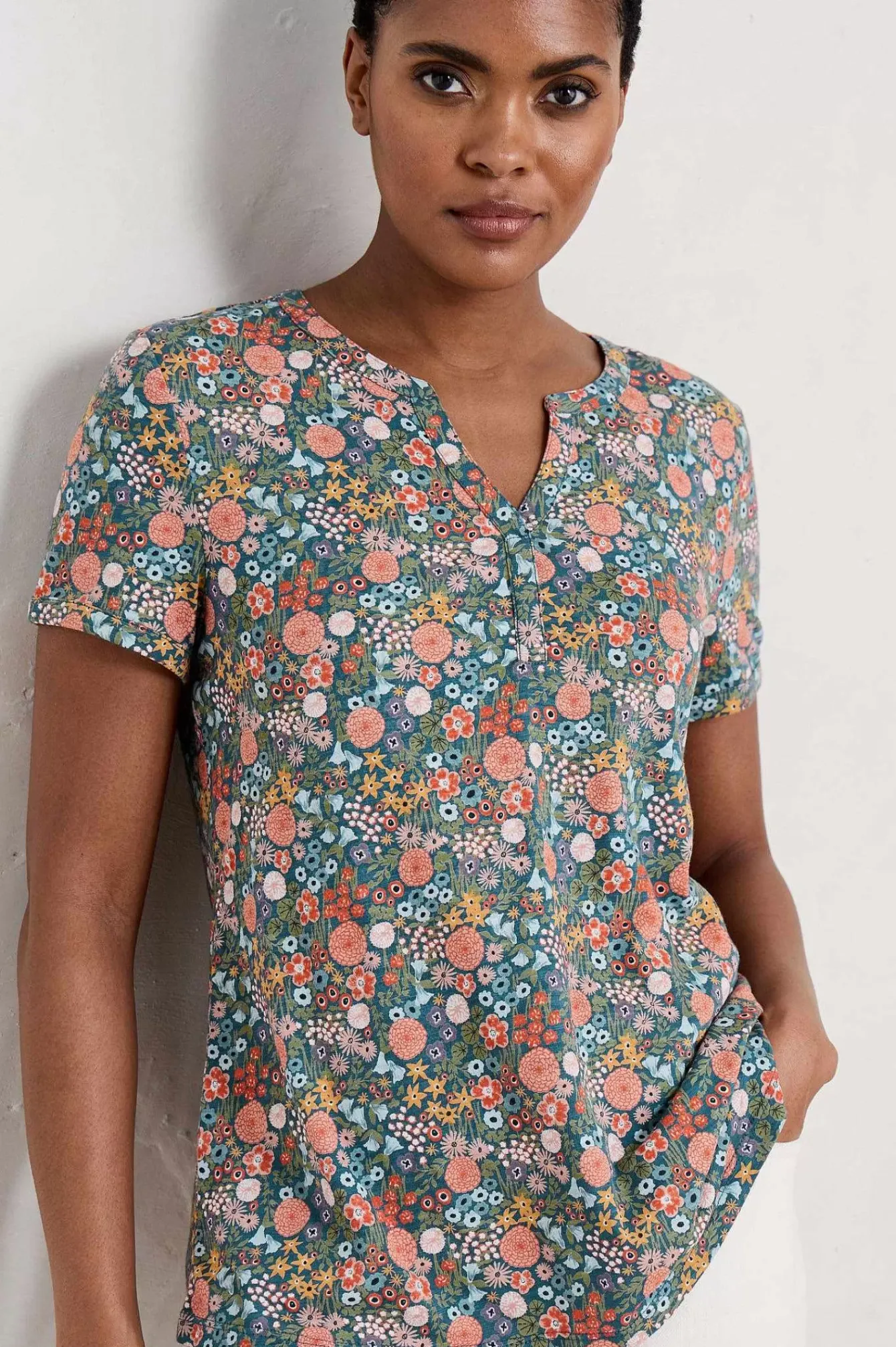Seasalt Cornwall Tops<Waterflow Short Sleeve Top Companion Border Light Squid