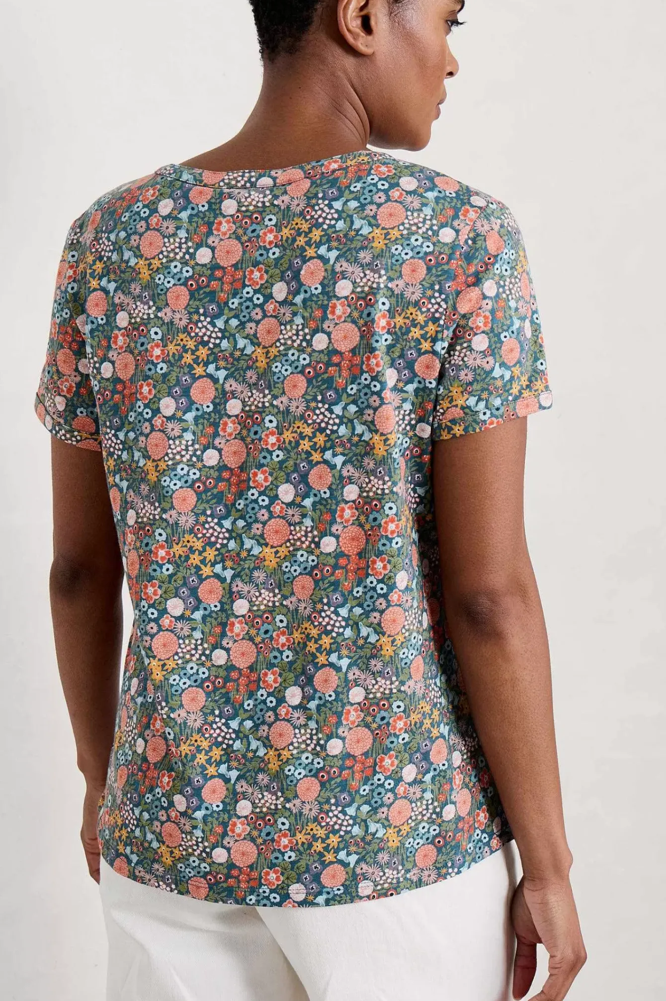 Seasalt Cornwall Tops<Waterflow Short Sleeve Top Companion Border Light Squid