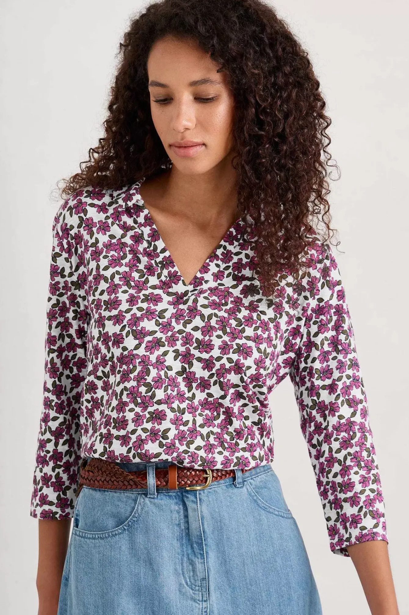 Seasalt Cornwall Tops<Wavecrest Jersey Shirt (Gots) Field Flower Chalk