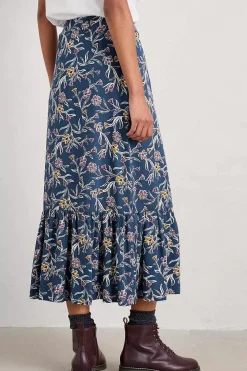Seasalt Cornwall Skirts<Wildflower Field Tiered Midi Skirt Printed Plant Squall