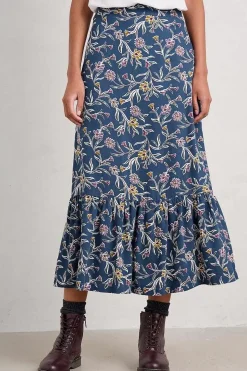 Seasalt Cornwall Skirts<Wildflower Field Tiered Midi Skirt Printed Plant Squall