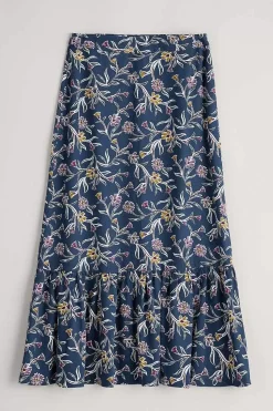 Seasalt Cornwall Skirts<Wildflower Field Tiered Midi Skirt Printed Plant Squall