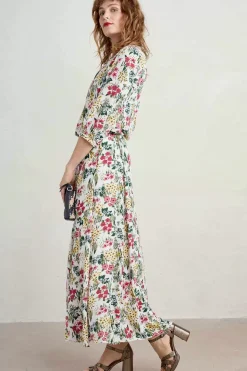 Seasalt Cornwall Tops<Willow Path 3/4 Sleeve Printed Shirt Painterly Field Chalk