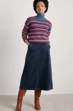 Seasalt Cornwall Skirts<Window Wren Cord Midi Skirt Maritime