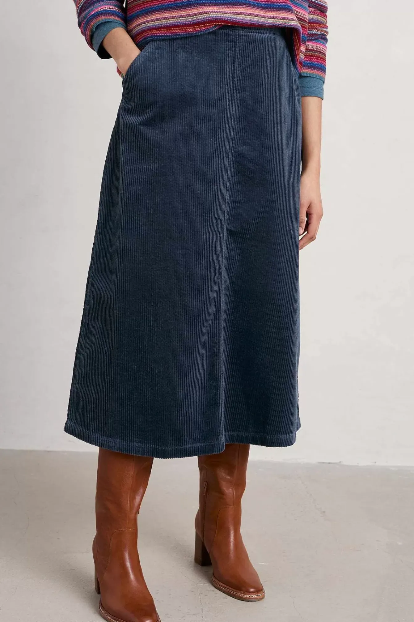 Seasalt Cornwall Skirts<Window Wren Cord Midi Skirt Maritime
