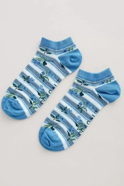 Seasalt Cornwall Socks & Tights<Women's Arty Organic Cotton Trainer Socks Celandine Clear Sky