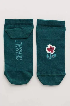 Seasalt Cornwall Socks & Tights<Women's Arty Organic Cotton Trainer Socks Celandine Clear Sky