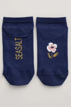 Seasalt Cornwall Socks & Tights<Women's Arty Organic Cotton Trainer Socks Celandine Clear Sky