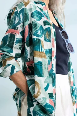 Seasalt Cornwall Tops<Wren Flutter Longline Shirt Driftwood Marks Chalk