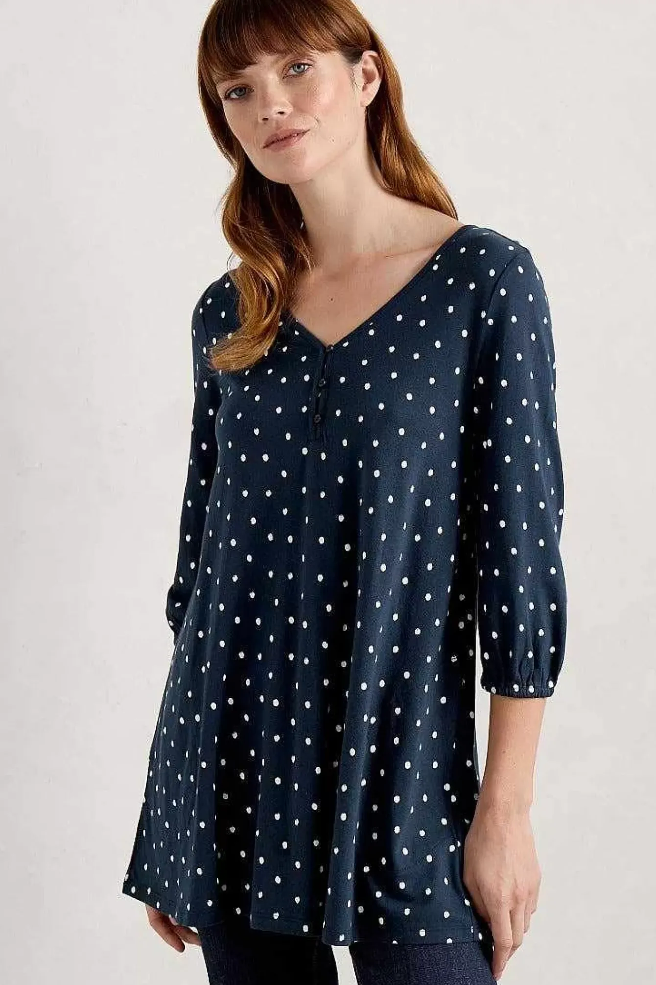 Seasalt Cornwall Tunics<Wren Jersey Tunic Little Sponge Spot Maritime