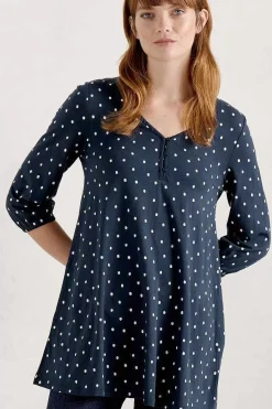 Seasalt Cornwall Tunics<Wren Jersey Tunic Little Sponge Spot Maritime